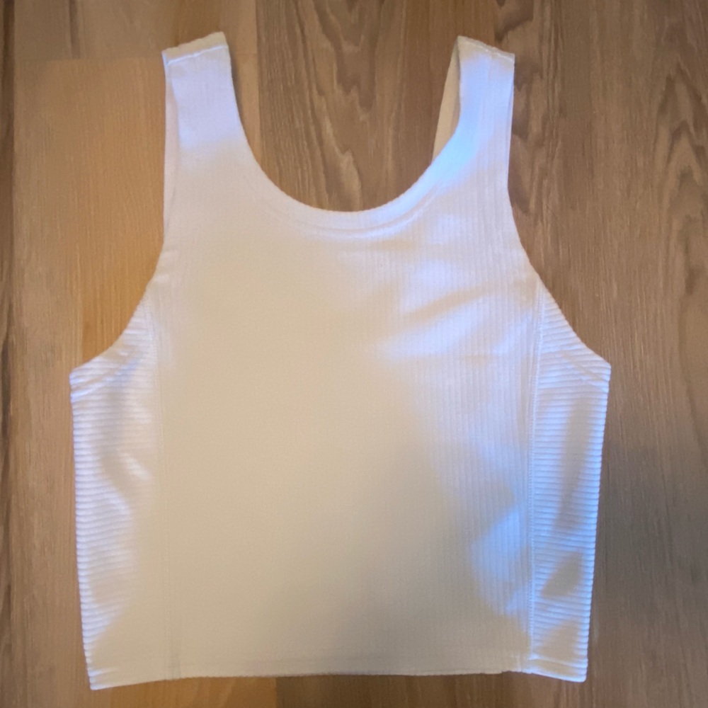 Lululemon White Ribbed Athletic Tank Top